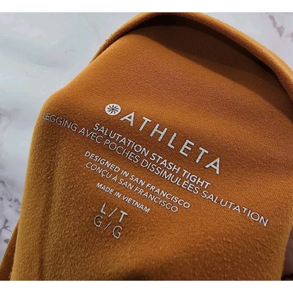Athleta Leggings Womens Large X 29 Orange Salutation Stash Tight Full Length - Picture 3 of 14